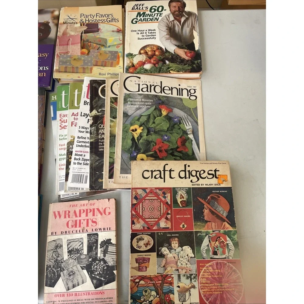Vintage Craft Book Magazine Lot 14 Quilting Gardening Gifts‎ Hostess Hobbies BB4